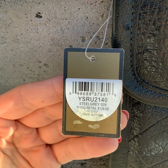 Vintage Y2K JUICY COUTURE Leather Steel Grey Flat Large Clutch Bag BRAND NEW - Picture 6 of 16